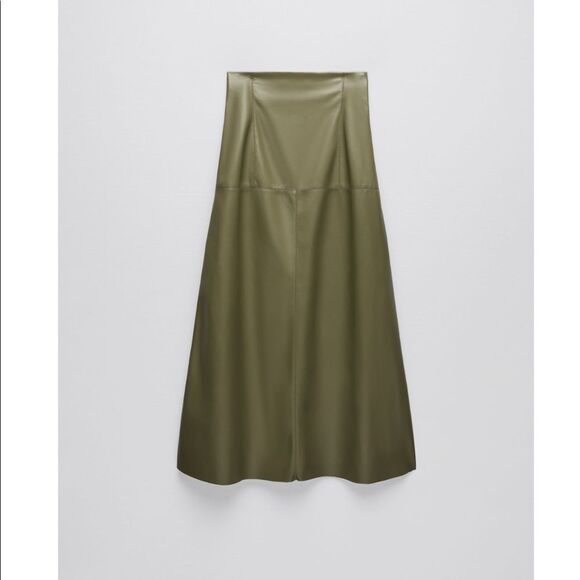 NWT ZARA FAUX LEATHER MIDI SKIRT - Picture 6 of 6